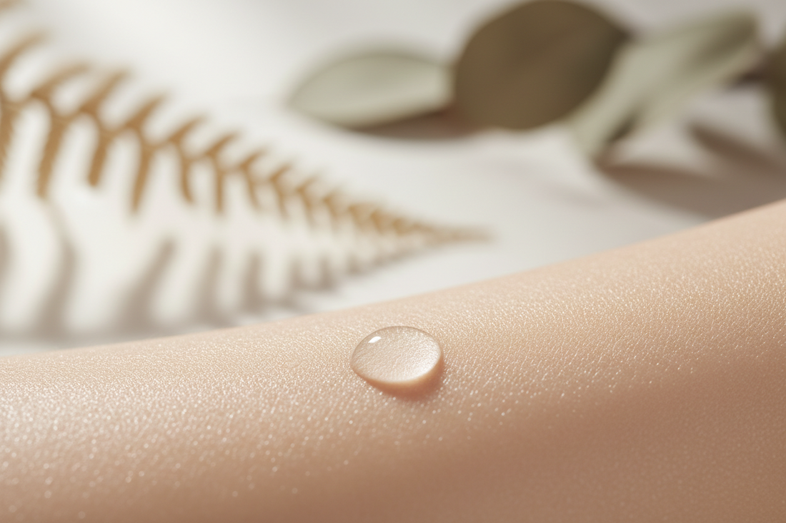 Luxury serum drop on hand of the model