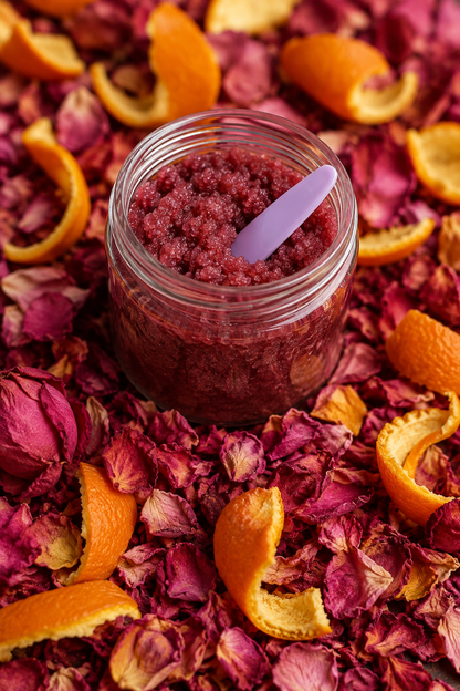 Sugar Scrub with Rose powder and Orange peel powder