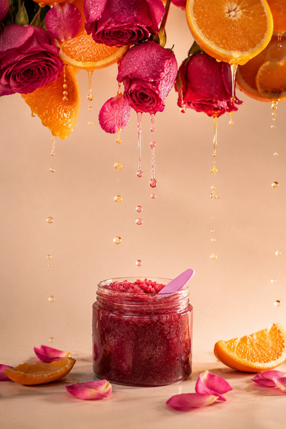 Sugar Scrub with Rose powder and Orange peel powder